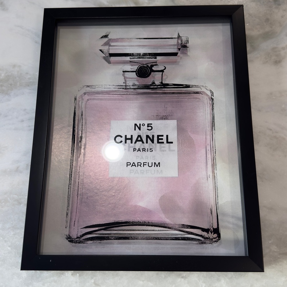 CHANEL Pink and Black Perfume Bottle Art Print